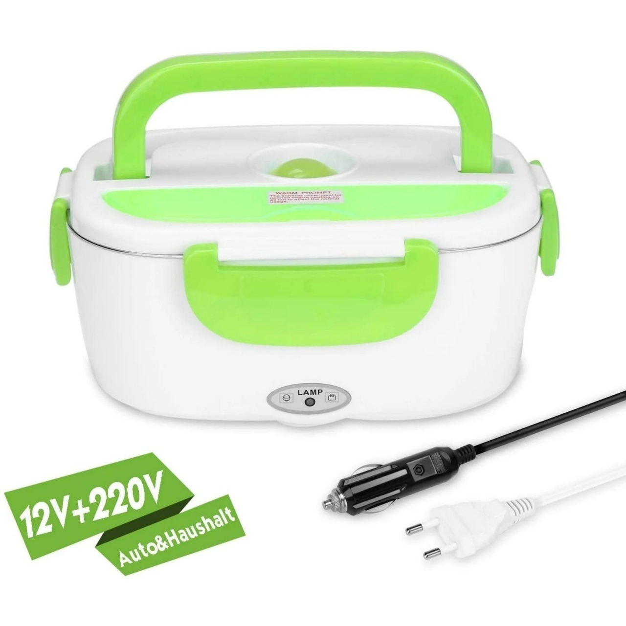 Cutie electrică pentru prânz 40W, lunch box încălzire mâncare, alb cu verde