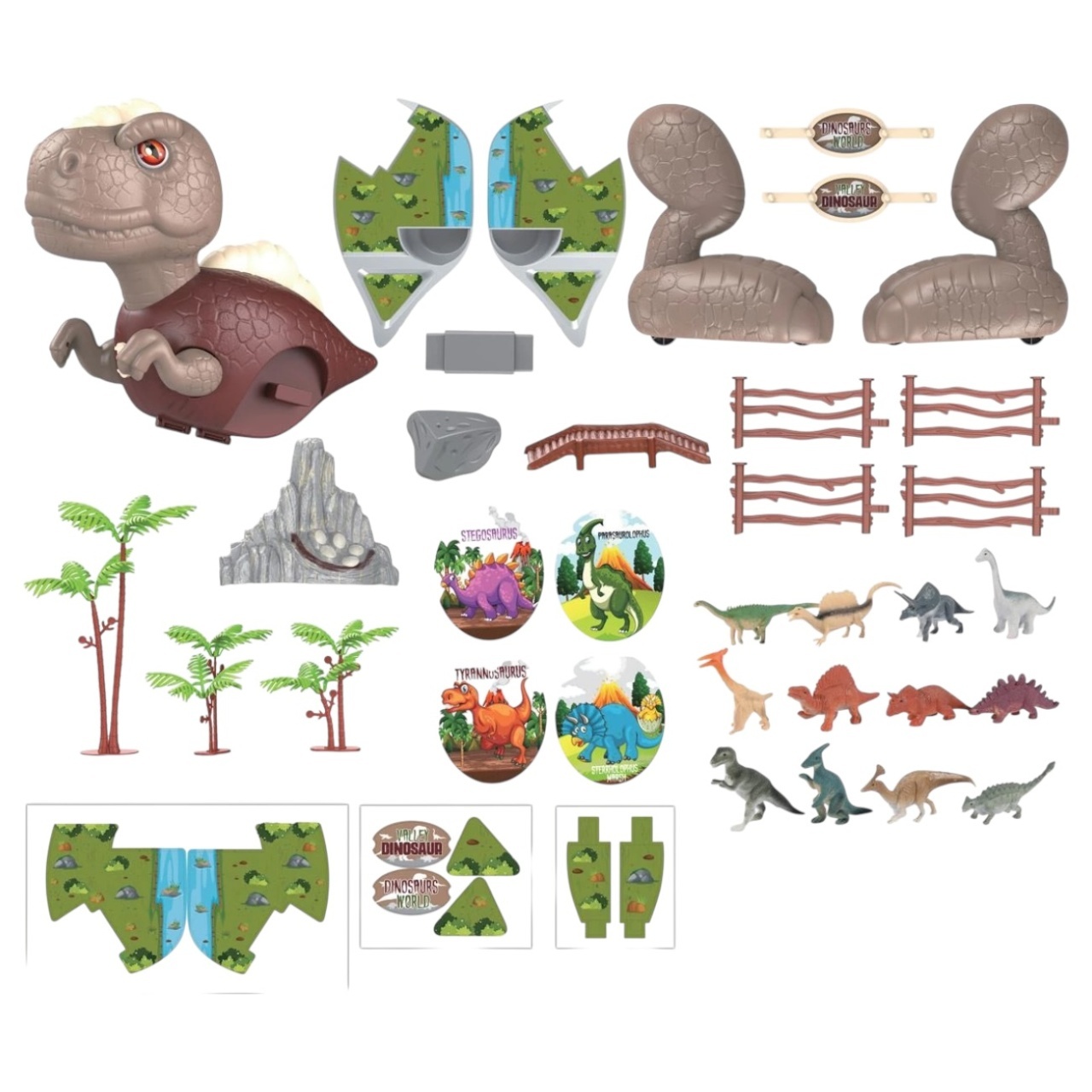 Dinozaur de asamblat 2 în 1, tematică parc dinozauri, 37 piese din plastic 3