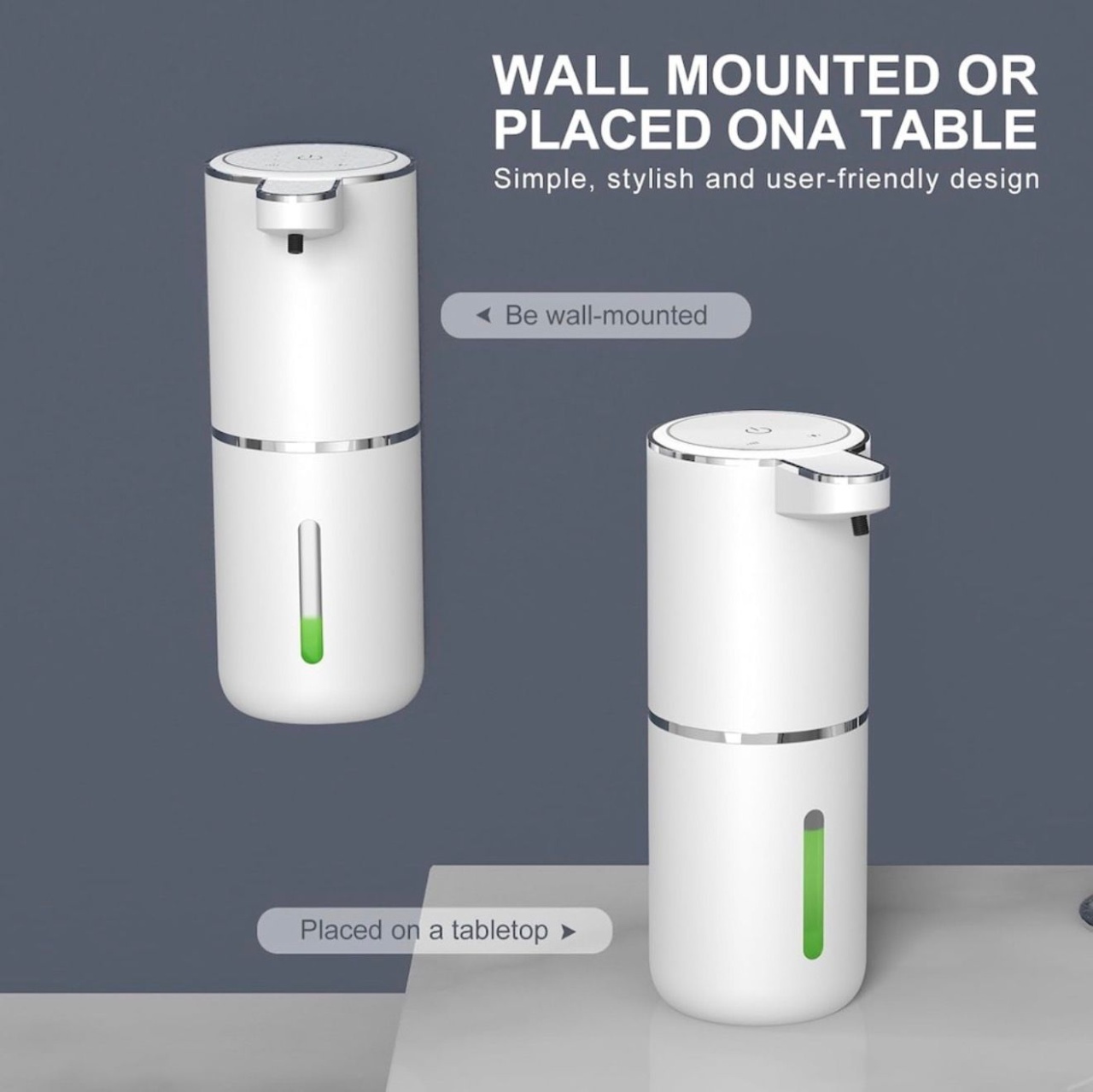Dozator Automat Sapun cu Senzor, Montare Perete sau Masa, USB-C, Rezervor 380ml, Alb 5