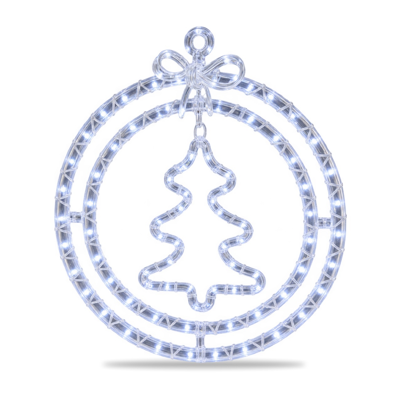 Figurina brad luminoasa LED, decoratiune Craciun de exterior, alb rece, 34x33cm