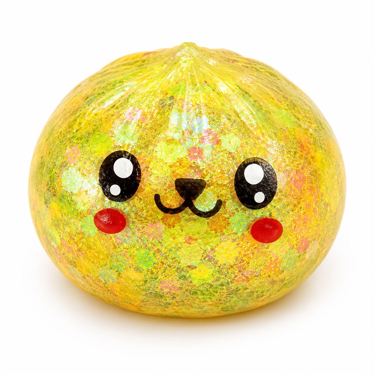 Jucărie Antistres Squishy Dumpling 8.5 cm cu Bile din Gel Multicolore mari, Sclipici– Moale, Elastică 2