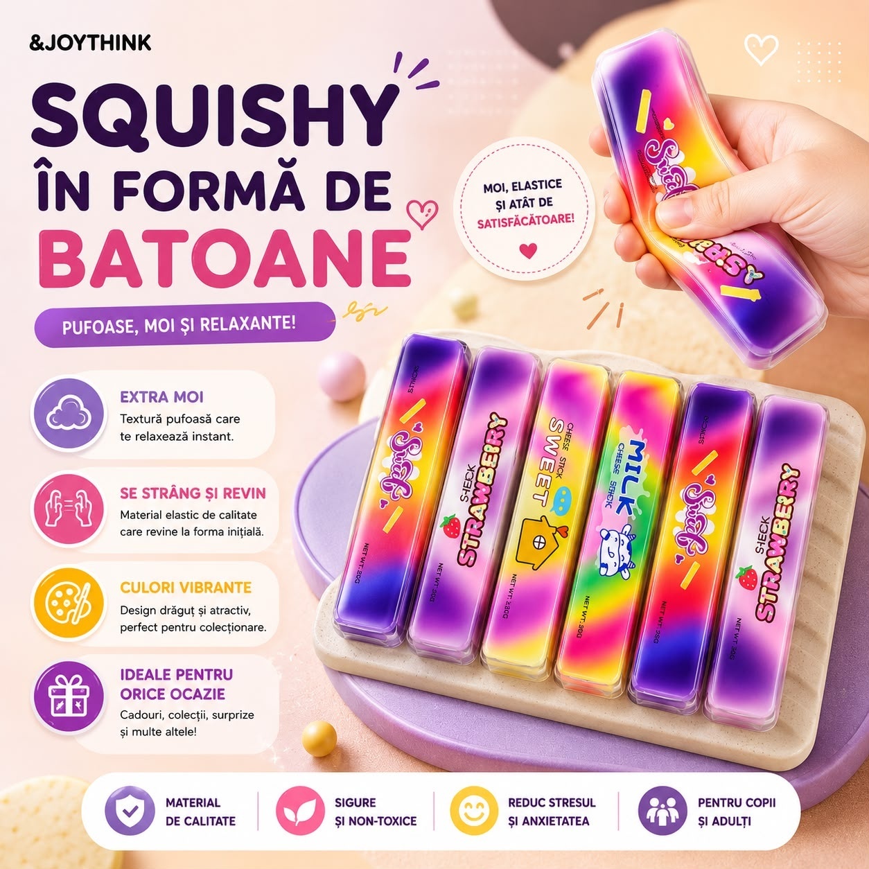 Jucărie Antistres Squishy Unt Multicolor 13 cm – Elastică, Moale, Model Aleatoriu 3