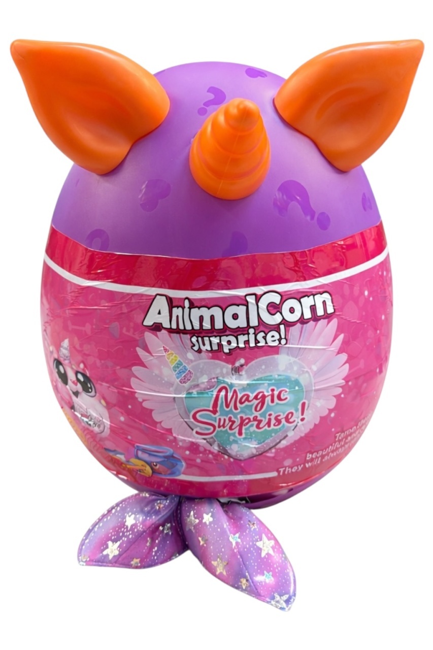 Jucărie de plus AnimalCorn cu surprize, din material plus, 40 cm, culori variate, dezvoltă creativitatea 2