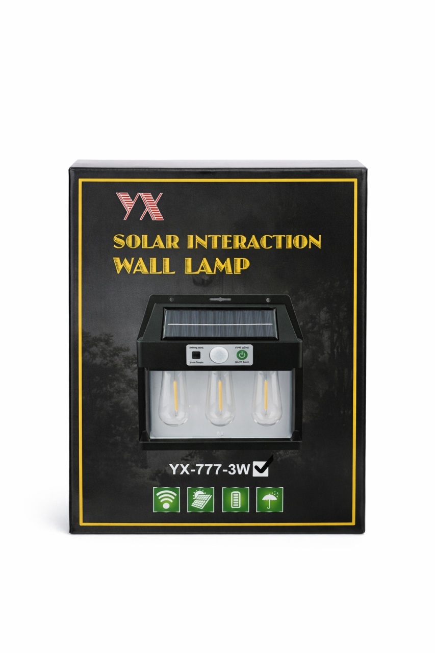 Lampă solară de perete YX, plastic, senzor mișcare, negru 2