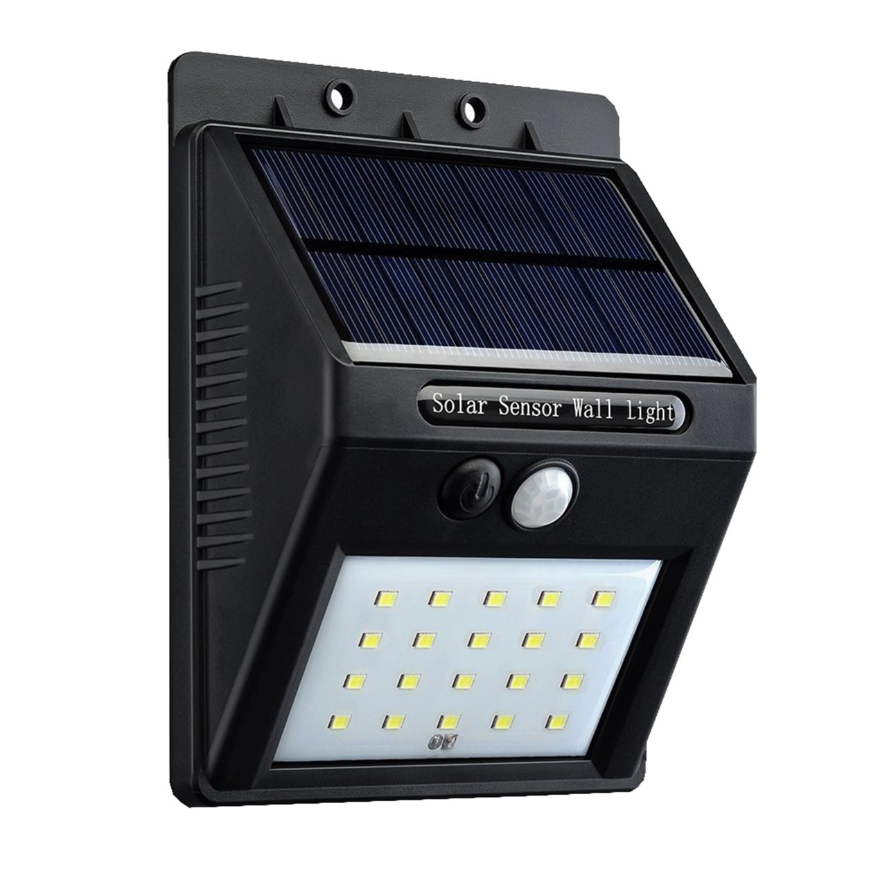 Lampă solară LED de perete din plastic, neagră, cu senzor PIR și senzor de noapte CDS 2