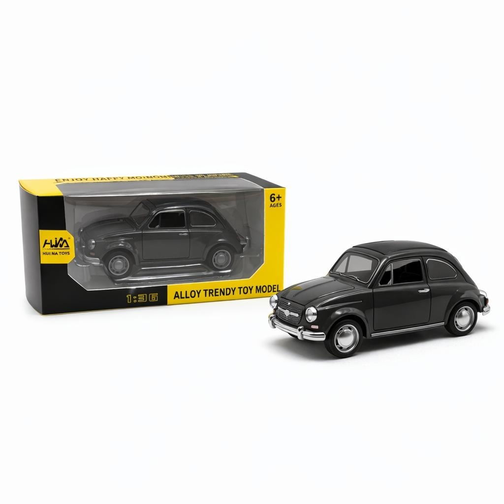 Masinuta clasica metalica neagra pullback 1:36 model vintage