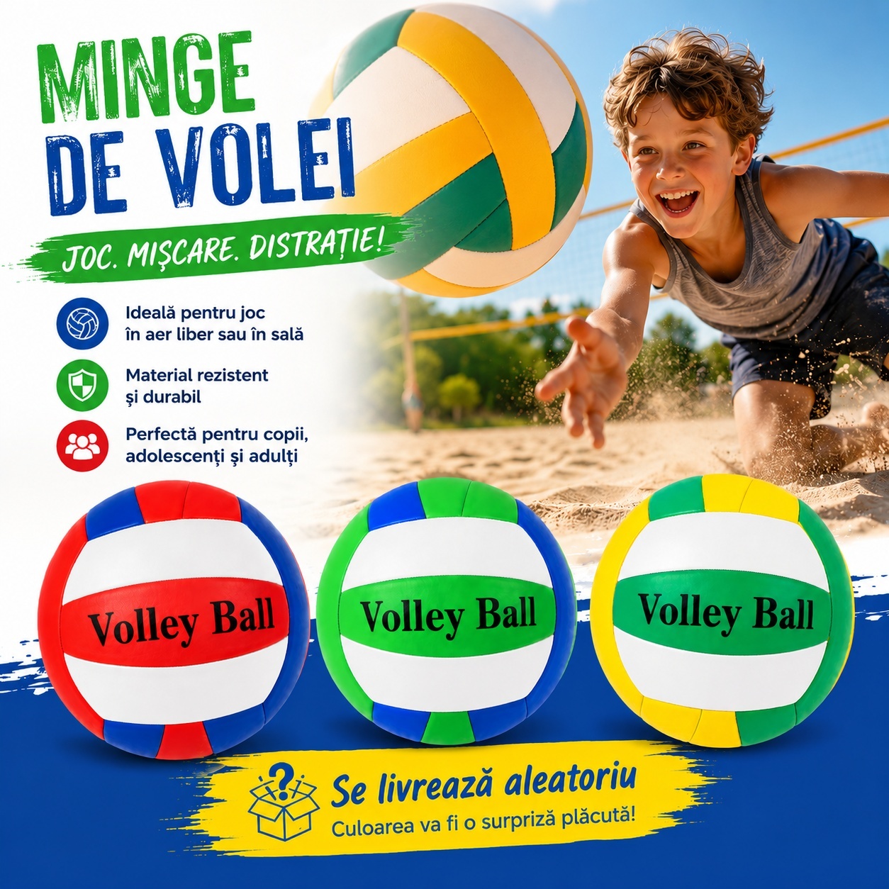 Minge de Volei Multicoloră – Culori Diverse, pentru Copii și Adulți 2