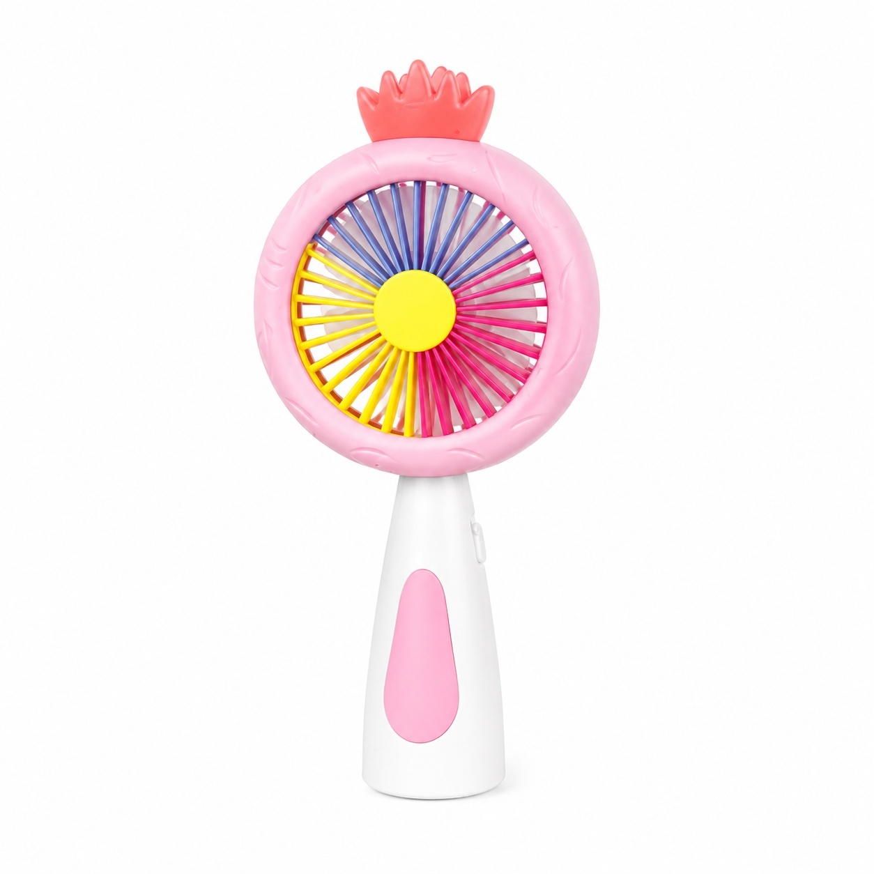 Mini ventilator portabil pentru copii, reincarcabil USB, 3 viteze, model ananas, roz 3