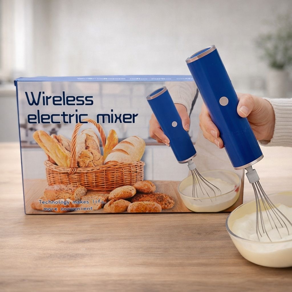 Mixer electric fără fir, portabil, din plastic Albastru, ideal pentru bucătărie 2