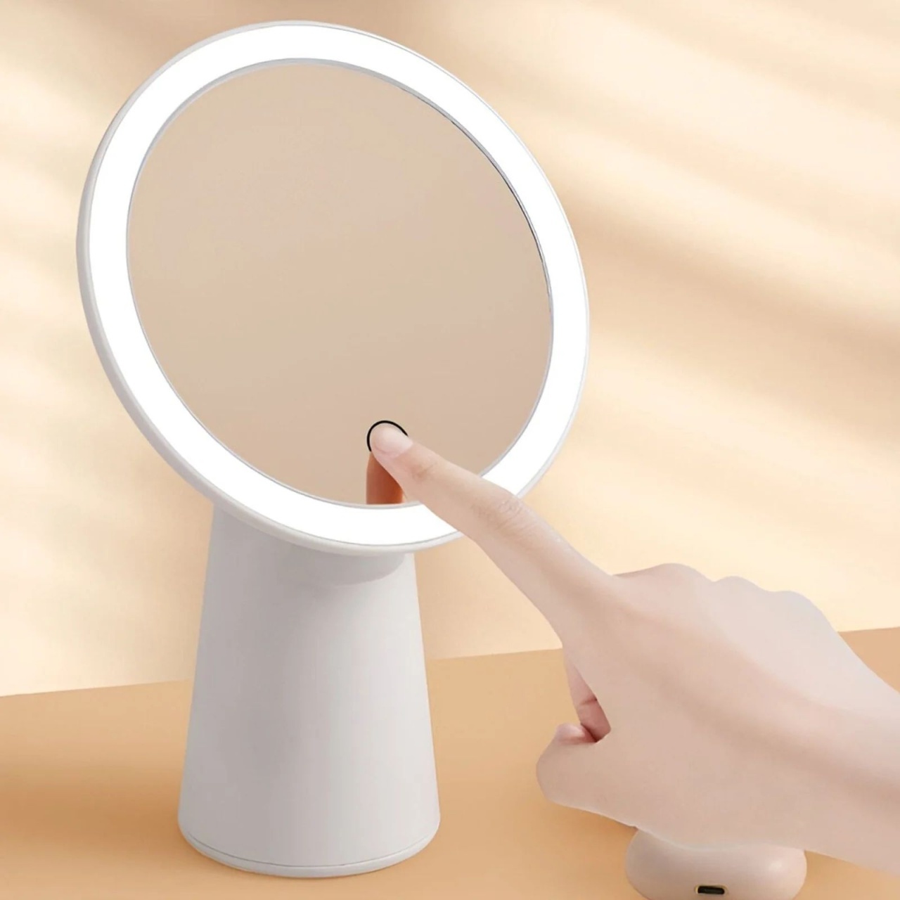Oglinda cosmetica LED pentru machiaj, touch control, lumina reglabila 3 moduri, rotatie 90°, USB 3