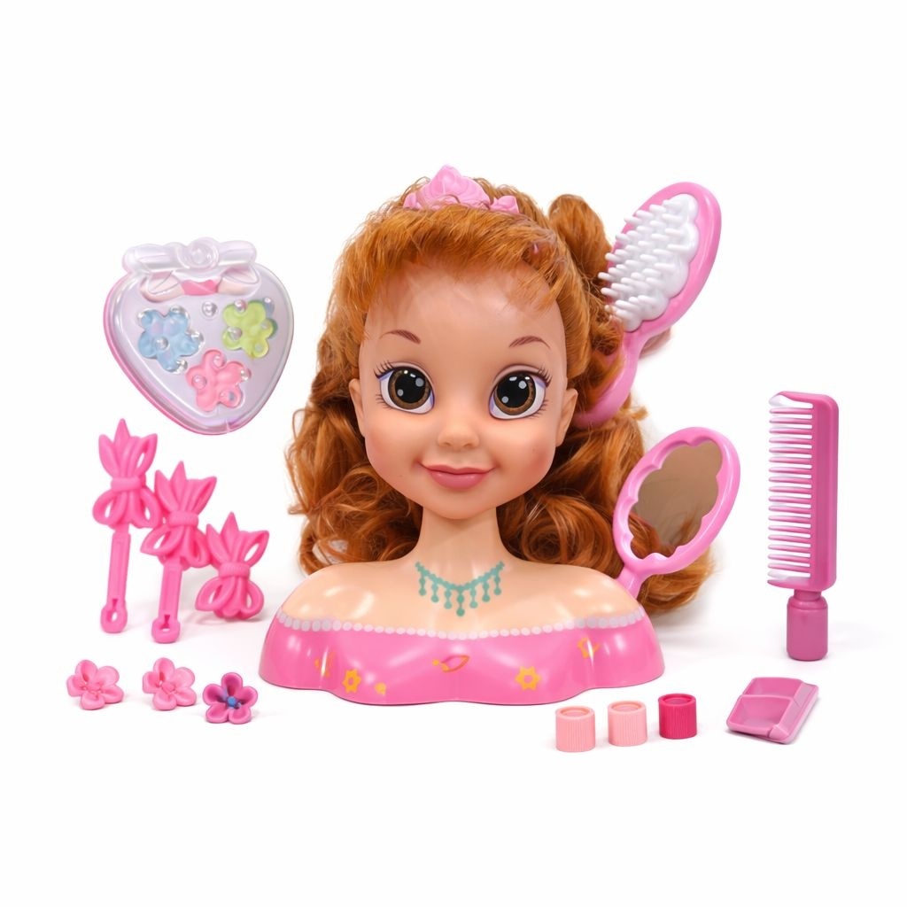 Papusa printesa roz, 21.5 cm, cu accesorii pentru par si machiaj 2