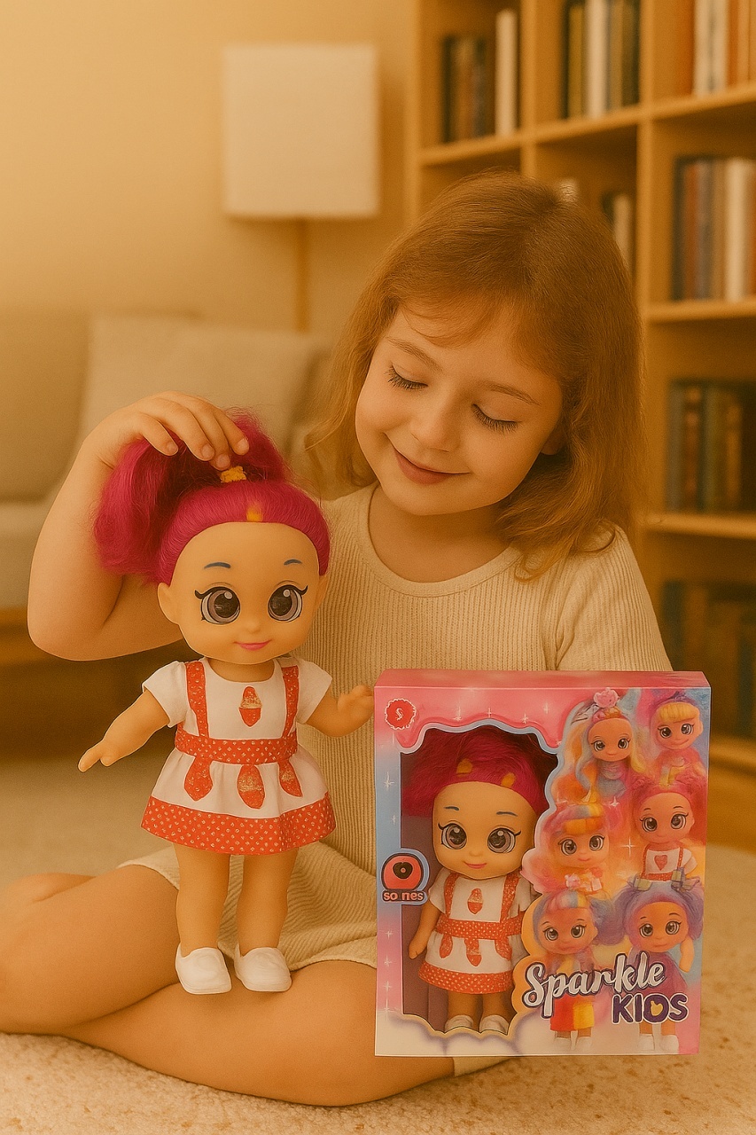 Papusa Sparkle Kids cu ochi mari SD-Eyes si functie muzicala, model colorat, 3+ ani 2
