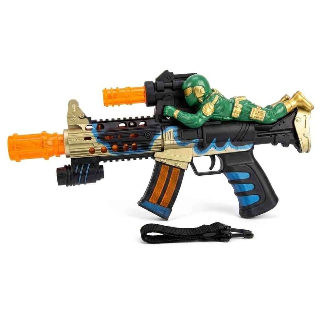 Pistol de jucărie cu efecte sonore și lumini, din plastic, model 2030-3 Albastru 2