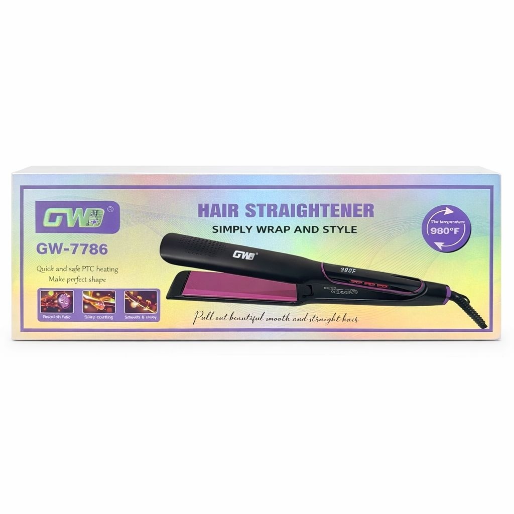 Placă profesională pentru îndreptat părul GW-7786, 980°F, Negru cu Roz 3