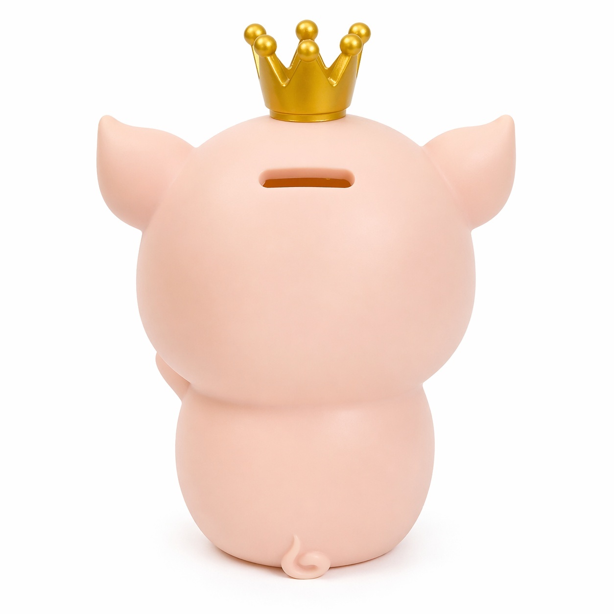Pușculiță purceluș roz cu funda albastra , 22 cm – cutie economii din plastic, capac inferior 3