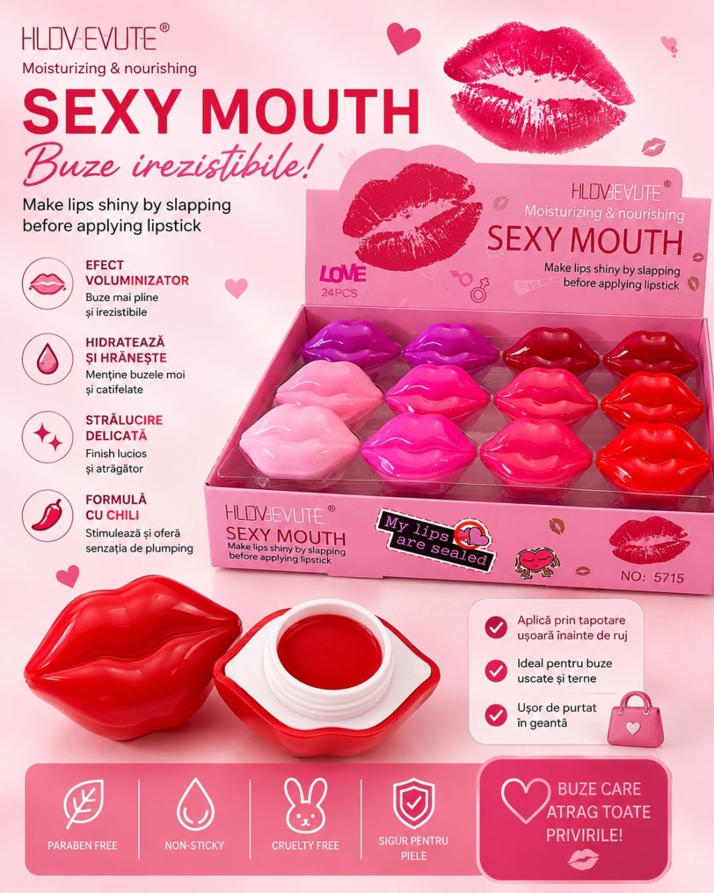 Set 12 Balsamuri de Buze Volumizatoare Sexy Mouth – Hidratante, Efect Plumping și Strălucire Intensă 2