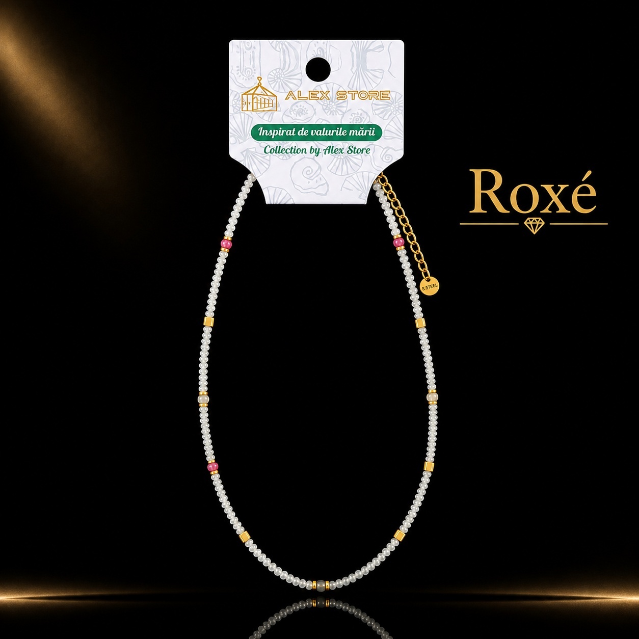 Set 12 Coliere Roxe, 40cm, Reglabile cu Margele Stralucitoare Multicolore Culoare Aleatorie 4