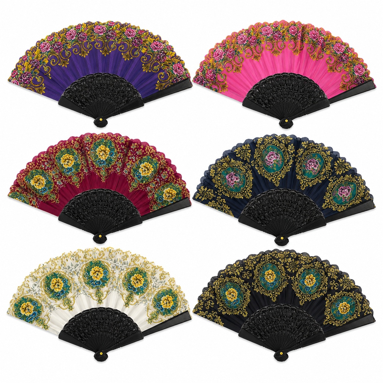 Set 12 evantaie decorative cu model colorat, 12cm
