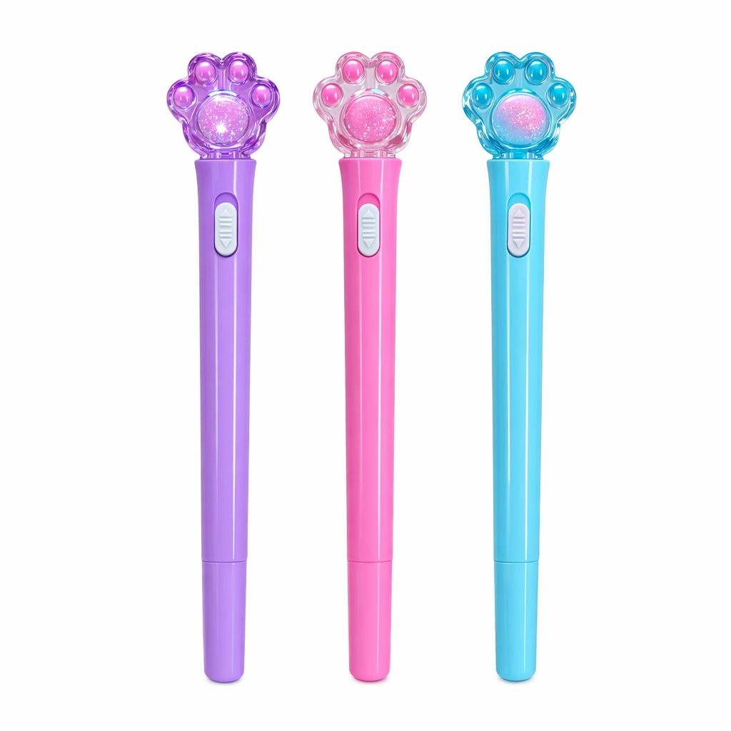 Set 36 pixuri cu pastă și lumină LED, cap decorativ lăbuță, design colorat pentru copii, diverse culori