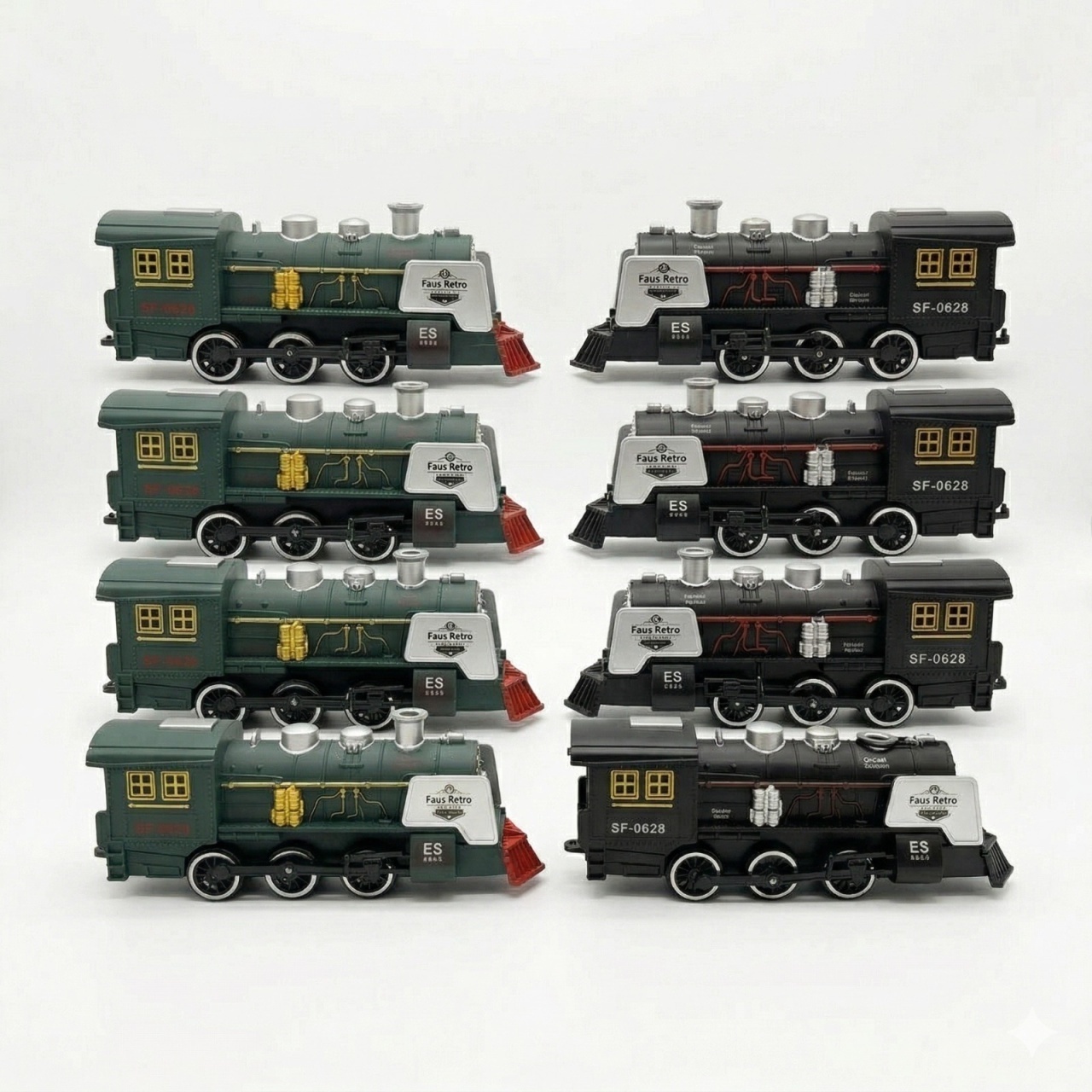 Set 8 locomotive vintage cu lumini si sunet, jucarie copii, model retro, 20 x 9 cm 2