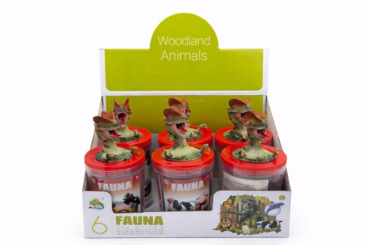 Set figurine dinozauri in pahar cu capac figurina, 12 piese, jucarie copii