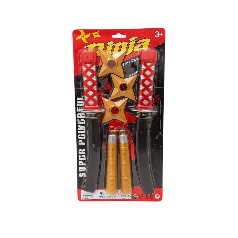 Set Ninja , 2 Sabii, 2 Nunchaku si 3 Stele , 44x22 cm 2