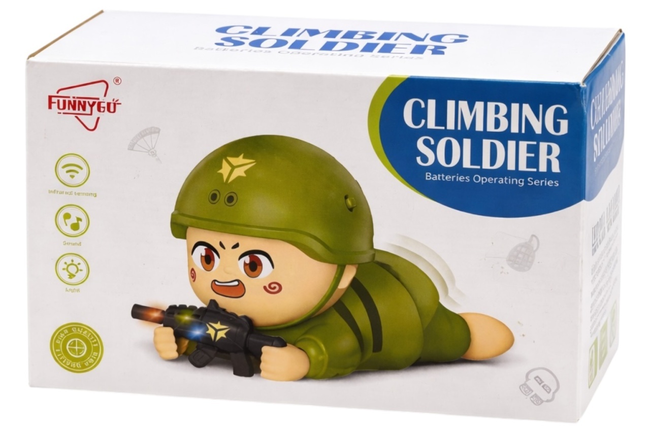 Soldat interactiv portocaliu cu lumină, sunete și senzor infraroșu, 16.5x10.5x8.5 cm 2