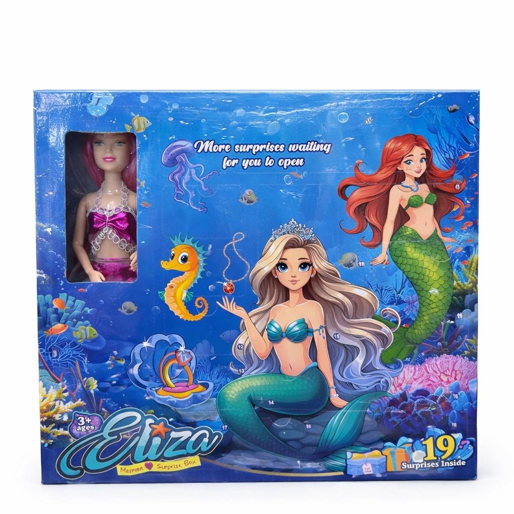 Surprise box papusa sirena cu accesorii, set surpriza 19 piese 2