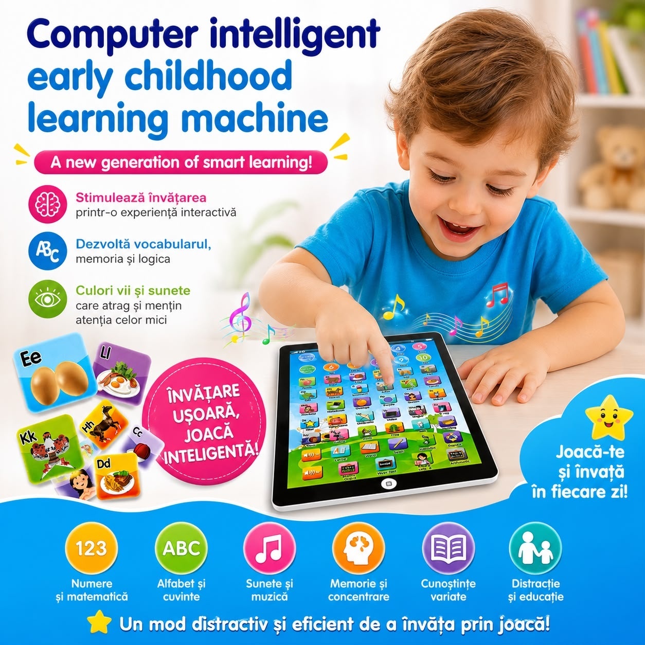 Tabletă Educativă Interactivă pentru Copii – Jucărie de Învățare cu Ecran Tactil, Litere, Cifre, Cuvinte 2