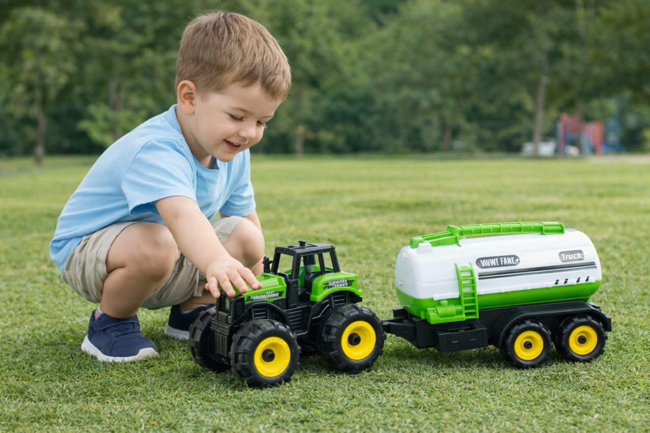 Tractor cu remorca cisterna apa, jucarie ferma copii, Farm Car 38.5 cm 3