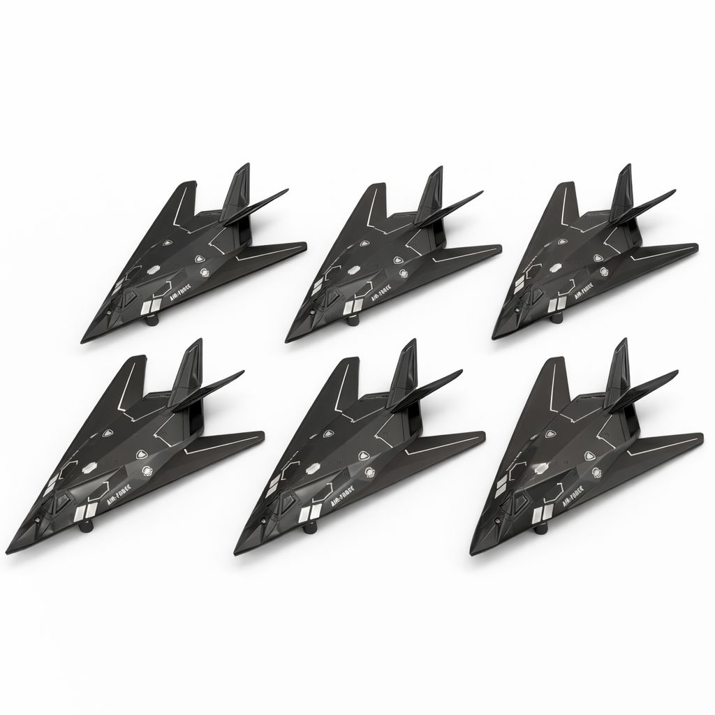 Avion stealth jucarie metalic negru cu lumini si sunete model realist 24 cm