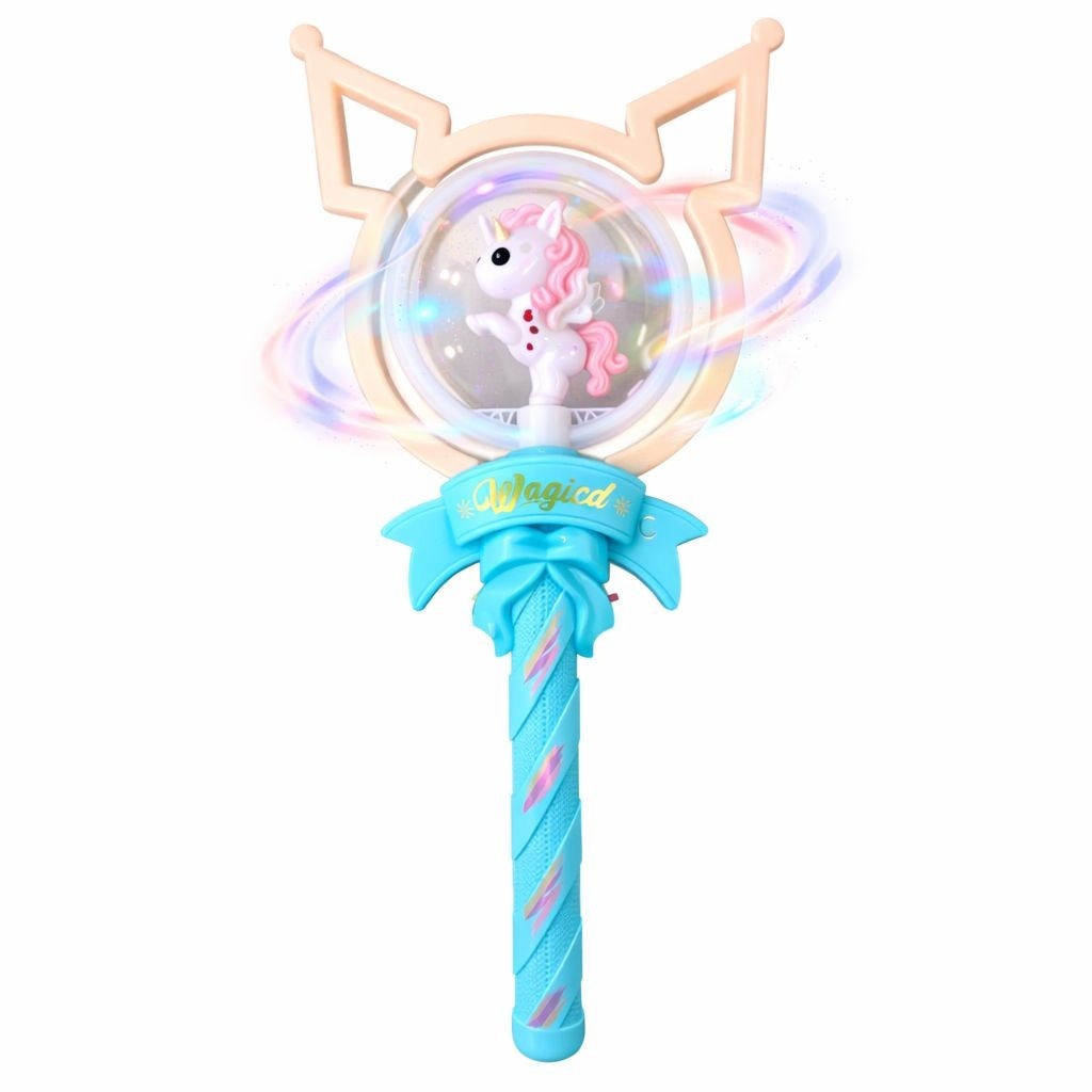 Baghetă Magică pentru Copii, Jucărie Interactivă din Plastic, Design Unicorn, Albastru,42 cm