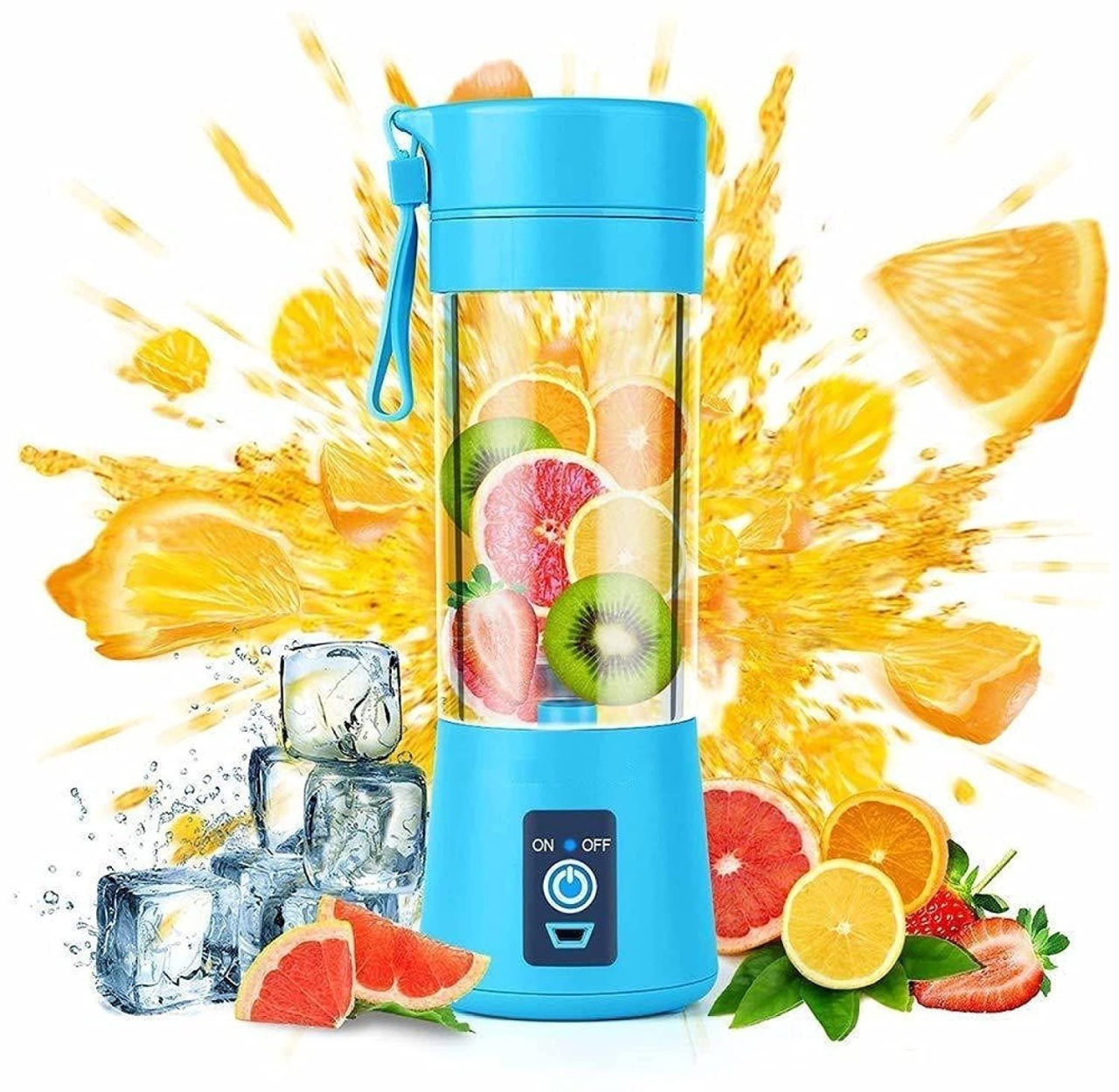 Blender portabil electric pentru smoothie si sucuri, reincarcabil USB 2000mAh, albastru