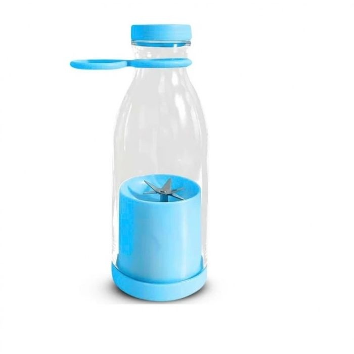 Blender portabil USB pentru smoothie si sucuri, mini mixer reincarcabil 420 ml albastru