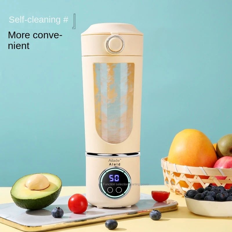 Blender portabil wireless 700ml cu 12 lame, 4 viteze si incarcare USB Type-C, crem