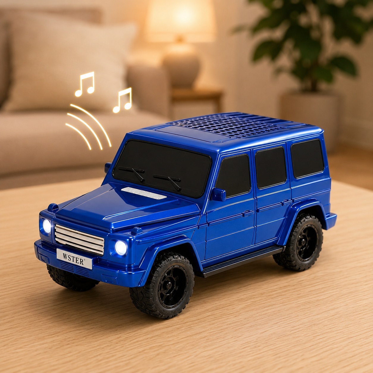 Boxa portabila wireless model masina SUV, 8W, Bluetooth, radio FM, USB, TF, albastra 3