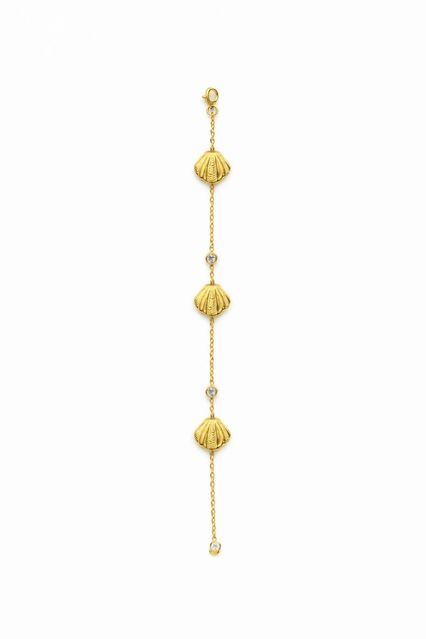 Bratara premium aurie ROXE cu scoici elegante si cristale fine, reglabila 17.5+5 cm 2