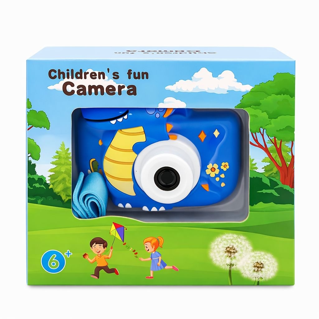Camera foto digitala pentru copii, model dinozaur albastru 3