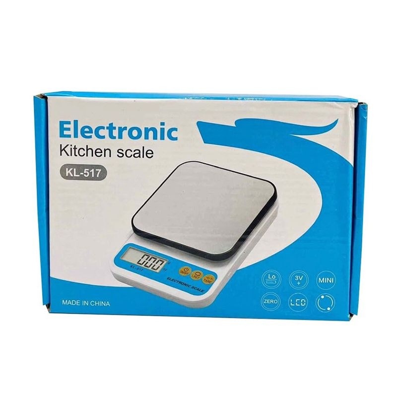Cântar de Bucătărie Electronic Digital, Plastic și Metal, Argintiu și Albastru, Model KL-517 3