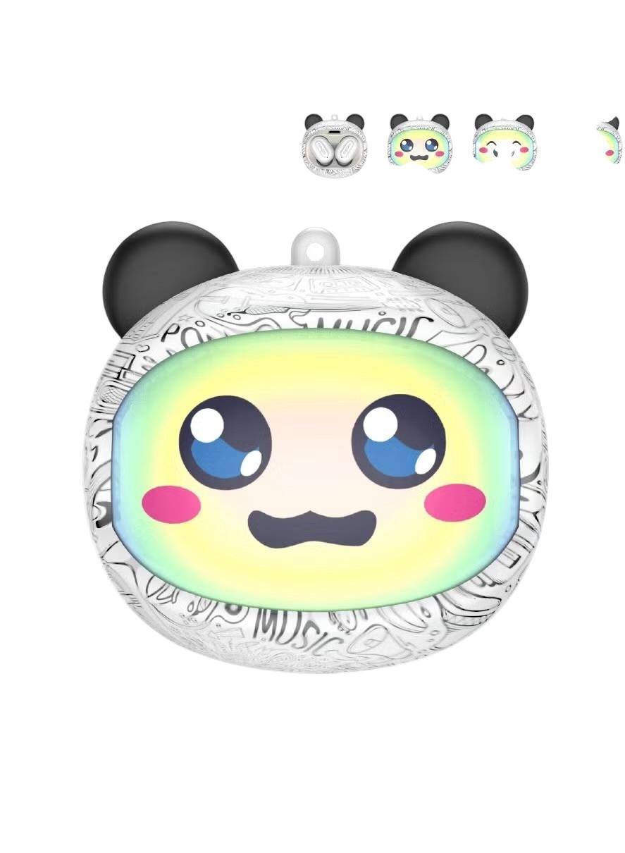 Căști wireless Bluetooth TWS cu carcasă design panda animat, încărcare USB-C, alb 3