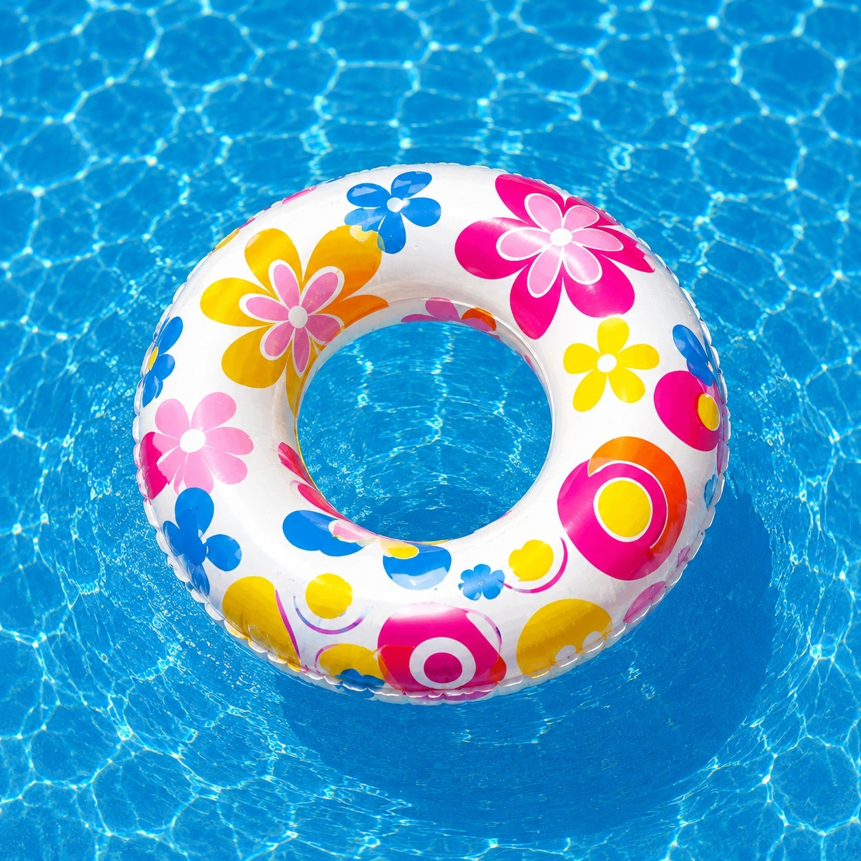 Colac gonflabil copii cu flori colorate, 60 cm, pentru piscina, mare si vacante 3