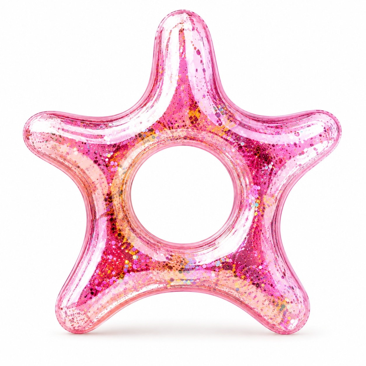 Colac Gonflabil Stea de Mare Roz 120 cm – Colac de Înot Glitter pentru Piscină și Plajă 3