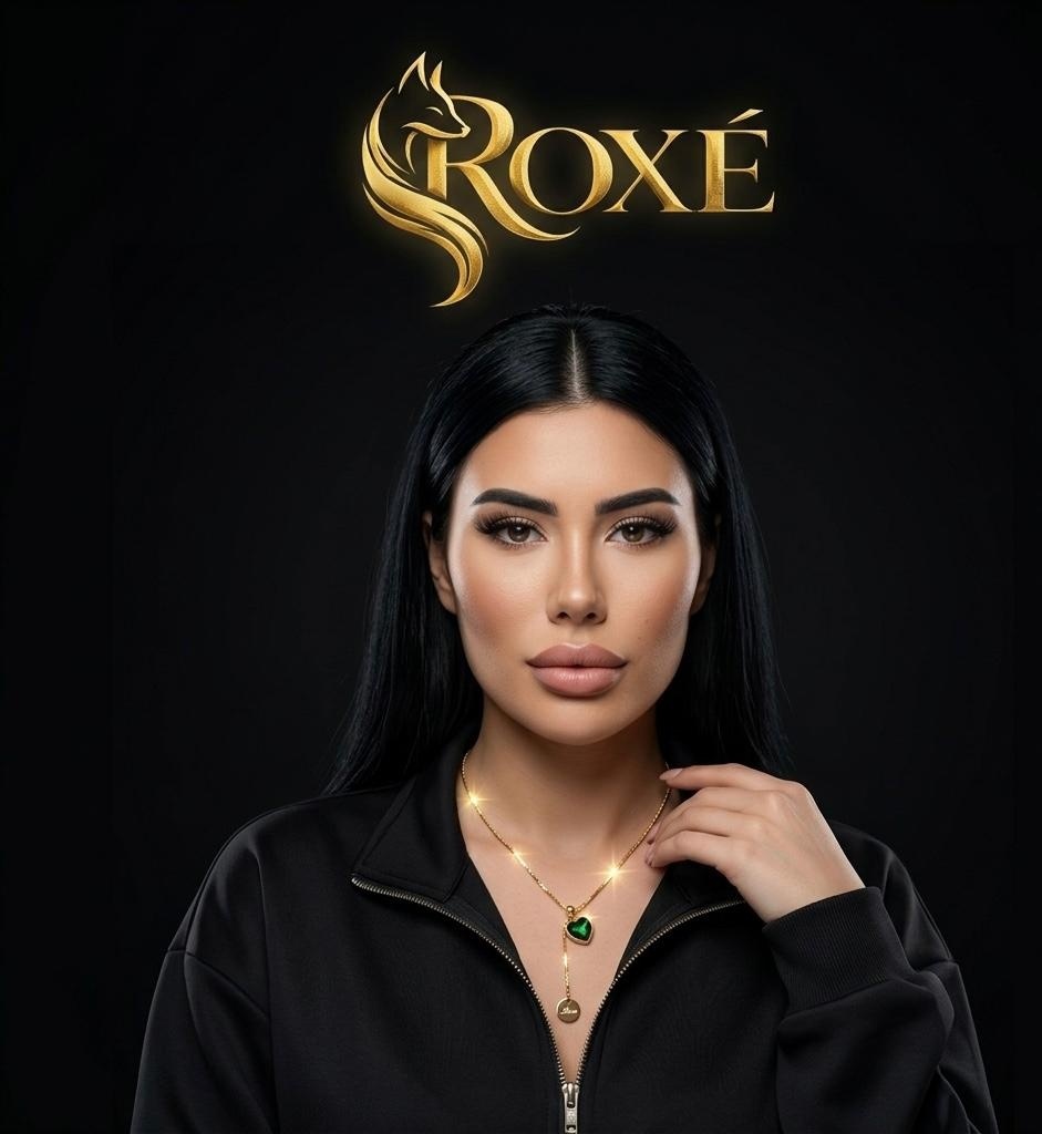Colier ROXE Golden Love Drop cu inimă verde smarald și pandantiv gravat, design elegant, 45 cm
