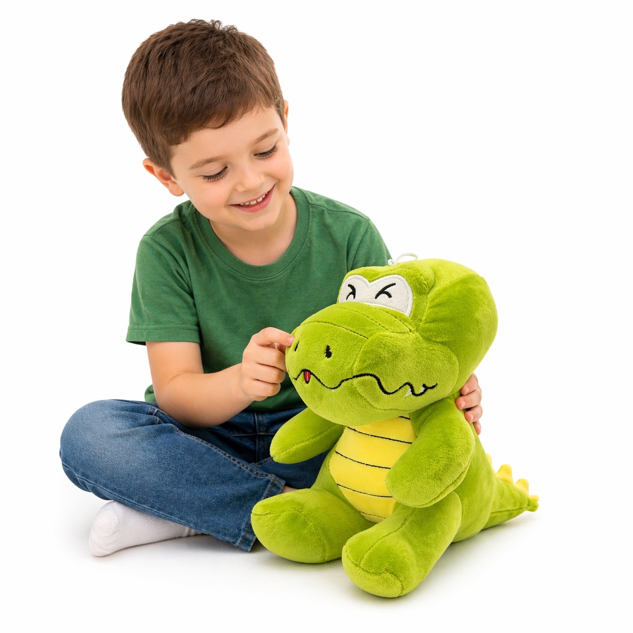 Crocodil de plus verde 23x25cm, jucarie moale copii cu design simpatic 4
