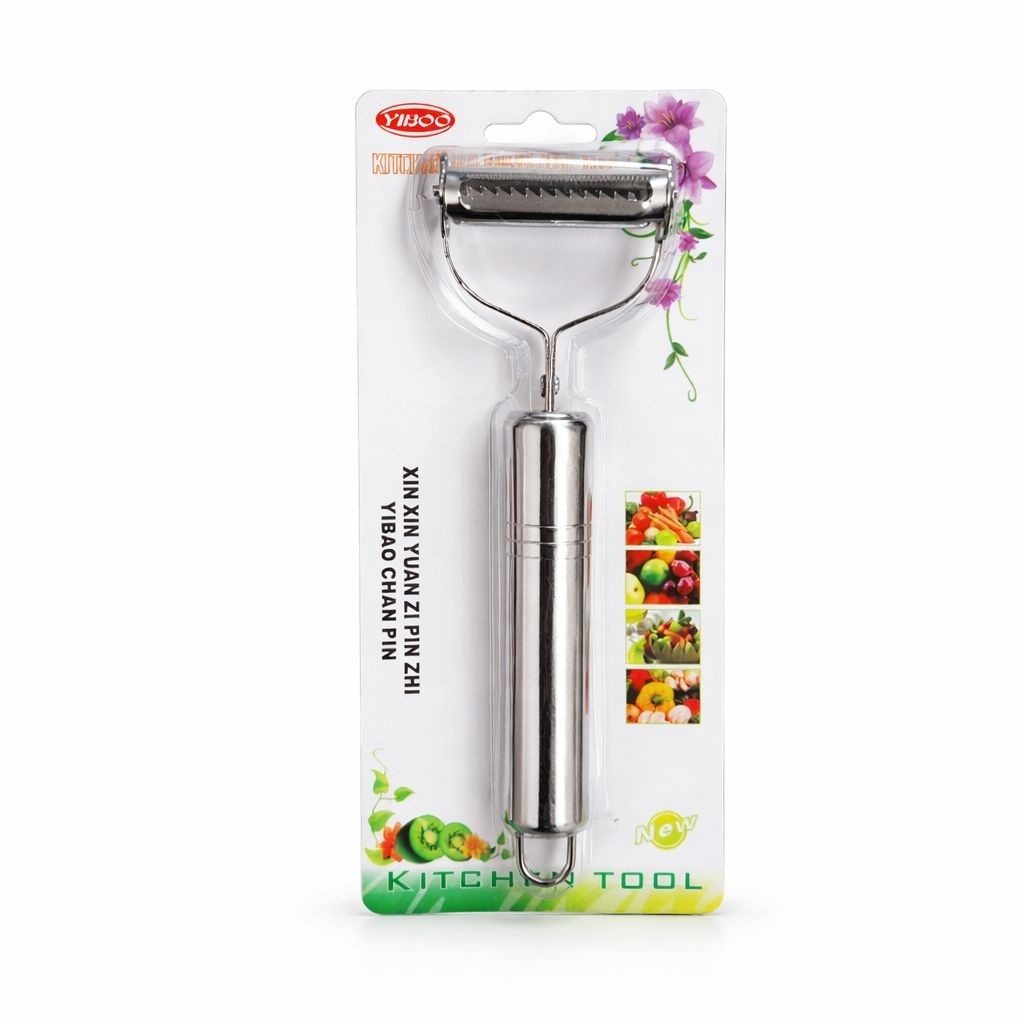 Curatator legume si fructe inox argintiu, decojitor multifunctional cu lama zimtata 2