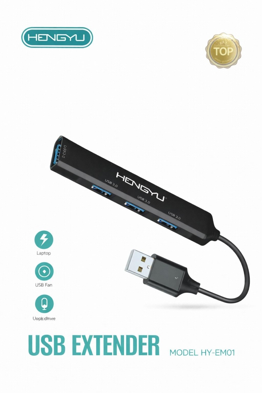 Hub USB Hongyu HY-EM01, 4 porturi USB 3.0, adaptor extindere USB pentru laptop și PC, negru 2