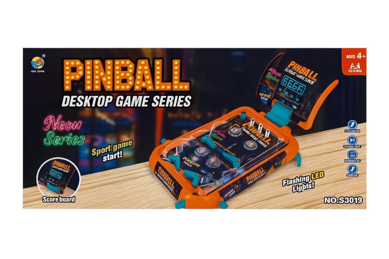 Joc Pinball de Masa Arcade Neon Series , Flipper Lumini LED Sunete Scorul Digital Copii 4+ 2