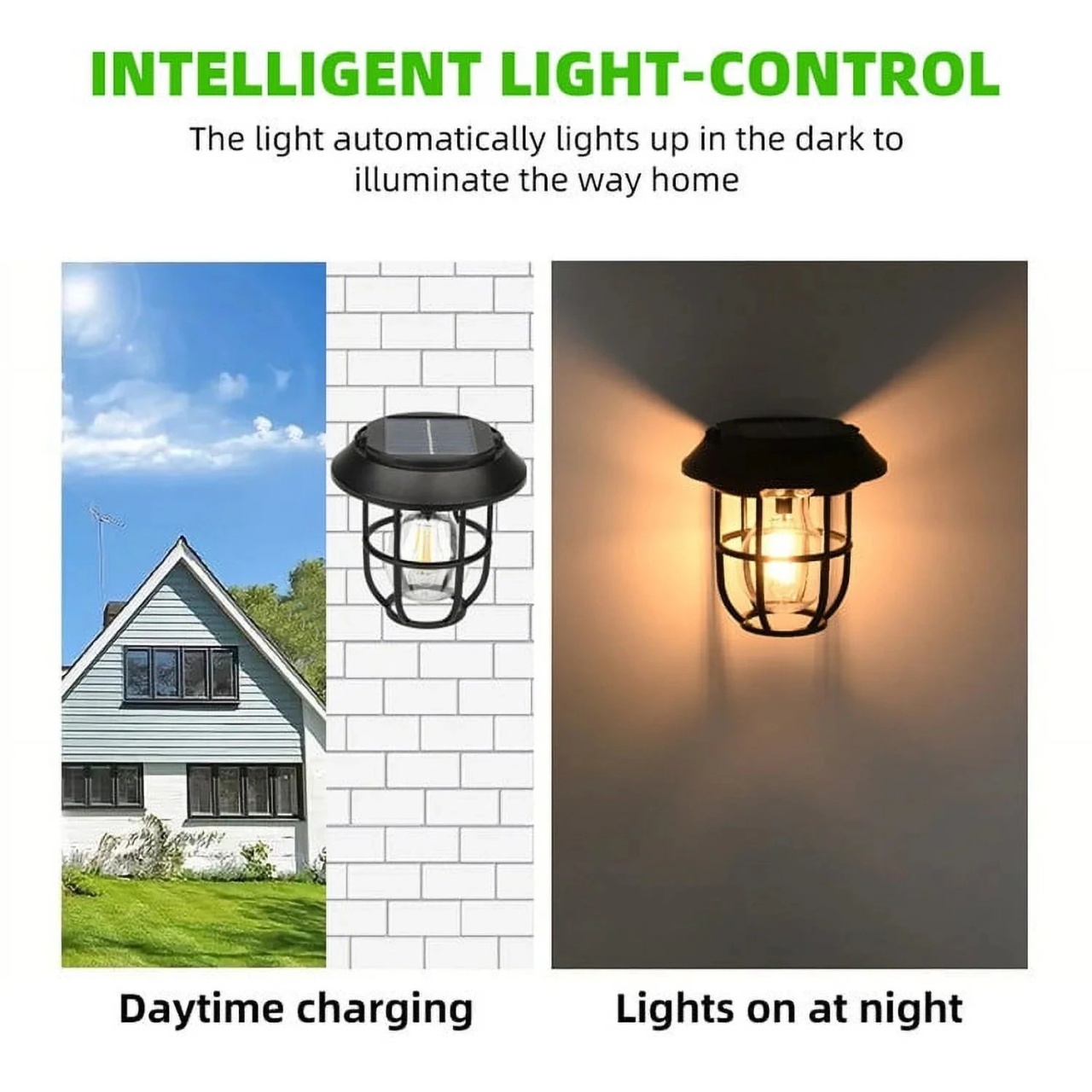 Lampă solară de grădină LED cu spic, neagră, plastic rezistent, lumină caldă, cu montaj ușor 3