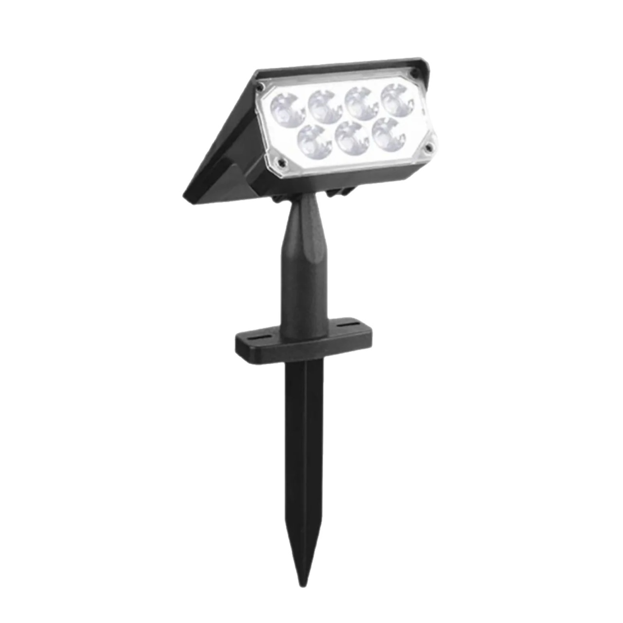 Lampă solară de sol cu două capete luminoase, plastic rezistent, culoare neagră