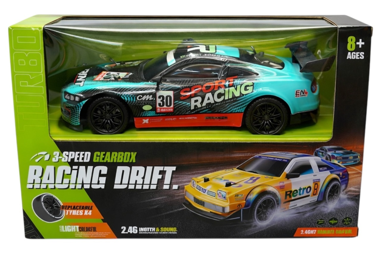 Mașină de curse cu telecomandă, frecvență 2,4G, funcție drift, baterie 3,7V, 23x21x11 cm 2